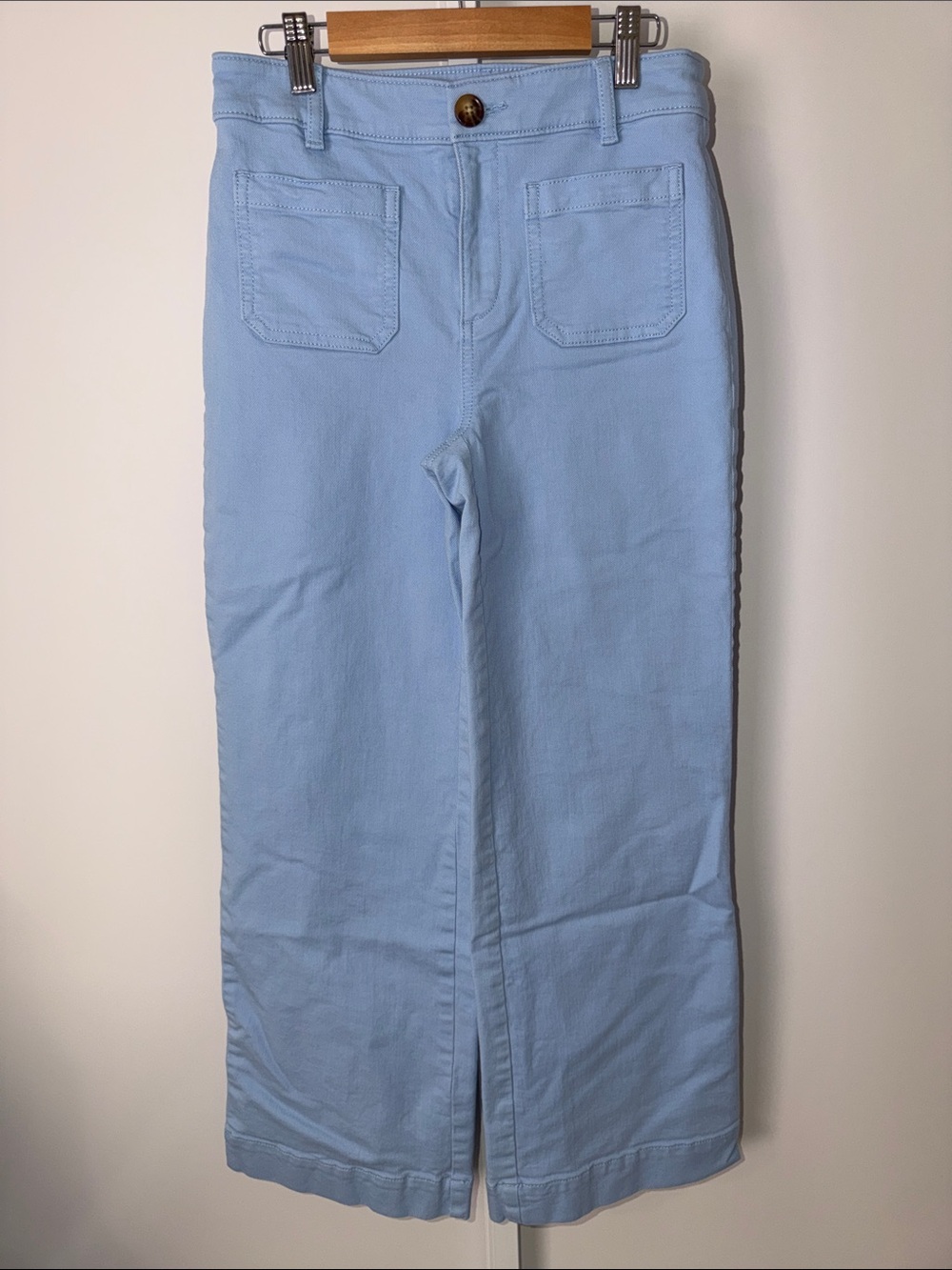 LOFT Light Blue Wide-Leg Jeans with Front Patch Pockets